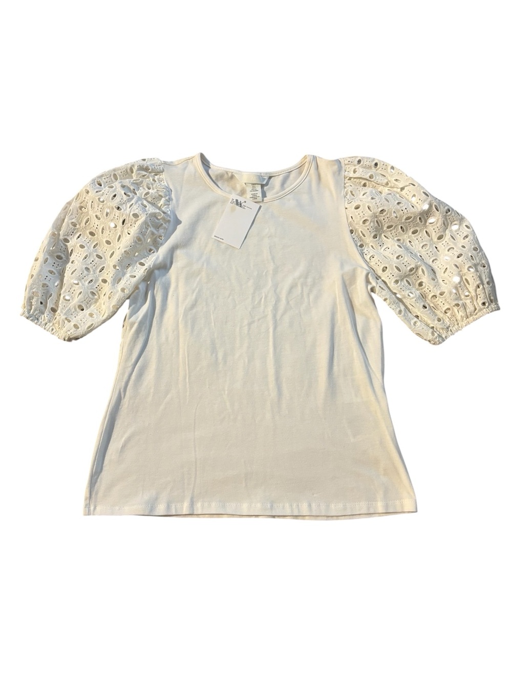 H&M NWT White Eyelet Puff Sleeve Blouse